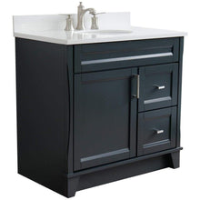 Load image into Gallery viewer, Bellaterra Home Vanity BellaTerra Home 37&quot; Single Sink Vanity in Dark Gray Finish with White Quartz and Left Door/Center Sink 400700-37L-DG-WEOC