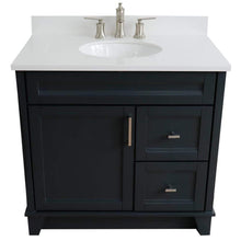 Load image into Gallery viewer, Bellaterra Home Vanity BellaTerra Home 37&quot; Single Sink Vanity in Dark Gray Finish with White Quartz and Left Door/Center Sink 400700-37L-DG-WEOC