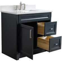 Load image into Gallery viewer, Bellaterra Home Vanity BellaTerra Home 37&quot; Single Sink Vanity in Dark Gray Finish with White Quartz and Left door/Center Sink 400700-37L-DG-WERC