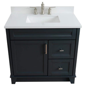 Bellaterra Home Vanity BellaTerra Home 37" Single Sink Vanity in Dark Gray Finish with White Quartz and Left door/Center Sink 400700-37L-DG-WERC