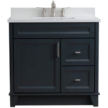Load image into Gallery viewer, Bellaterra Home Vanity BellaTerra Home 37&quot; Single Sink Vanity in Dark Gray Finish with White Quartz and Left door/Center Sink 400700-37L-DG-WERC