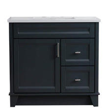 Load image into Gallery viewer, Bellaterra Home Vanity BellaTerra Home 37&quot; Single Sink Vanity in Dark Gray Finish with White Quartz and Left door/Center Sink 400700-37L-DG-WERC