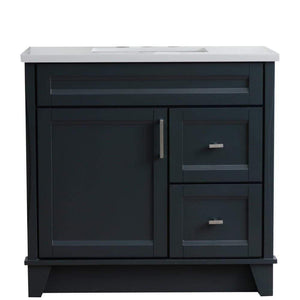 Bellaterra Home Vanity BellaTerra Home 37" Single Sink Vanity in Dark Gray Finish with White Quartz and Left door/Center Sink 400700-37L-DG-WERC