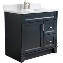 Load image into Gallery viewer, Bellaterra Home Vanity BellaTerra Home 37&quot; Single Sink Vanity in Dark Gray Finish with White Quartz and Left door/Center Sink 400700-37L-DG-WERC