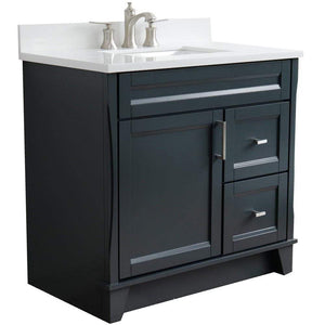Bellaterra Home Vanity BellaTerra Home 37" Single Sink Vanity in Dark Gray Finish with White Quartz and Left door/Center Sink 400700-37L-DG-WERC