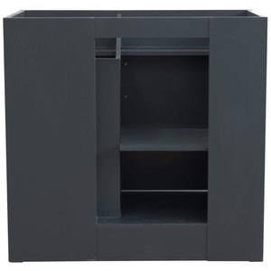Bellaterra Home Vanity BellaTerra Home 37" Single Sink Vanity in Dark Gray Finish with White Quartz and Left door/Center Sink 400700-37L-DG-WERC