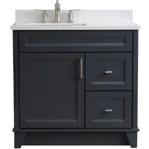 Bellaterra Home Vanity BellaTerra Home 37" Single sink vanity in Dark Gray finish with White quartz and Left door/Left sink 400700-37L-DG-WERL