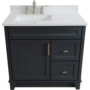 Bellaterra Home Vanity BellaTerra Home 37" Single sink vanity in Dark Gray finish with White quartz and Left door/Left sink 400700-37L-DG-WERL