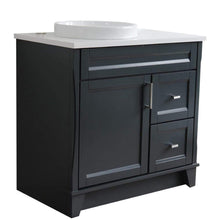 Load image into Gallery viewer, Bellaterra Home Vanity BellaTerra Home 37&quot; Single sink vanity in Dark Gray finish with White quartz and Left door/Round Left sink 400700-37L-DG-WERDL