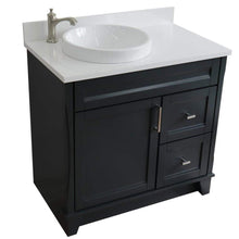 Load image into Gallery viewer, Bellaterra Home Vanity BellaTerra Home 37&quot; Single sink vanity in Dark Gray finish with White quartz and Left door/Round Left sink 400700-37L-DG-WERDL