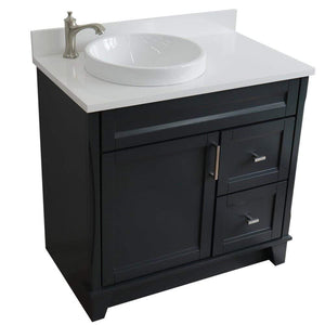 Bellaterra Home Vanity BellaTerra Home 37" Single sink vanity in Dark Gray finish with White quartz and Left door/Round Left sink 400700-37L-DG-WERDL
