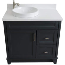 Load image into Gallery viewer, Bellaterra Home Vanity BellaTerra Home 37&quot; Single sink vanity in Dark Gray finish with White quartz and Left door/Round Left sink 400700-37L-DG-WERDL