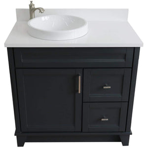 Bellaterra Home Vanity BellaTerra Home 37" Single sink vanity in Dark Gray finish with White quartz and Left door/Round Left sink 400700-37L-DG-WERDL