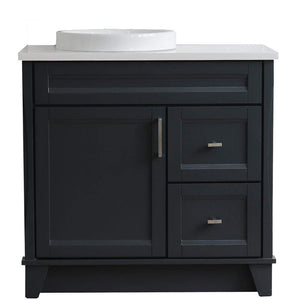 Bellaterra Home Vanity BellaTerra Home 37" Single sink vanity in Dark Gray finish with White quartz and Left door/Round Left sink 400700-37L-DG-WERDL