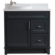 Load image into Gallery viewer, Bellaterra Home Vanity BellaTerra Home 37&quot; Single sink vanity in Dark Gray finish with White quartz and Left door/Round Left sink 400700-37L-DG-WERDL