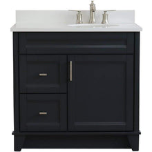 Load image into Gallery viewer, Bellaterra Home Vanity BellaTerra Home 37&quot; Single sink vanity in Dark Gray finish with White quartz and LEFT oval sink- RIGHT drawers 400700-37R-DG-WEOR
