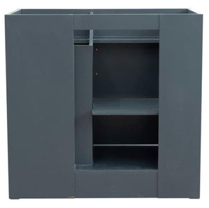 Bellaterra Home Vanity BellaTerra Home 37" Single sink vanity in Dark Gray finish with White quartz and LEFT oval sink- RIGHT drawers 400700-37R-DG-WEOR