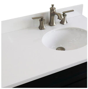 Bellaterra Home Vanity BellaTerra Home 37" Single sink vanity in Dark Gray finish with White quartz and LEFT oval sink- RIGHT drawers 400700-37R-DG-WEOR