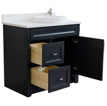 Load image into Gallery viewer, Bellaterra Home Vanity BellaTerra Home 37&quot; Single sink vanity in Dark Gray finish with White quartz and LEFT round sink- RIGHT drawers 400700-37R-DG-WERDR