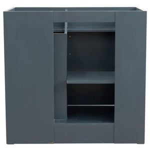 Bellaterra Home Vanity BellaTerra Home 37" Single sink vanity in Dark Gray finish with White quartz and LEFT round sink- RIGHT drawers 400700-37R-DG-WERDR