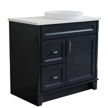 Load image into Gallery viewer, Bellaterra Home Vanity BellaTerra Home 37&quot; Single sink vanity in Dark Gray finish with White quartz and LEFT round sink- RIGHT drawers 400700-37R-DG-WERDR
