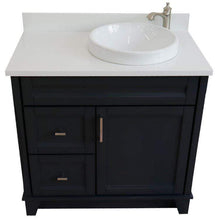 Load image into Gallery viewer, Bellaterra Home Vanity BellaTerra Home 37&quot; Single sink vanity in Dark Gray finish with White quartz and LEFT round sink- RIGHT drawers 400700-37R-DG-WERDR