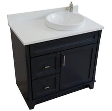 Load image into Gallery viewer, Bellaterra Home Vanity BellaTerra Home 37&quot; Single sink vanity in Dark Gray finish with White quartz and LEFT round sink- RIGHT drawers 400700-37R-DG-WERDR