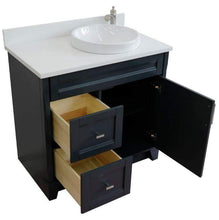 Load image into Gallery viewer, Bellaterra Home Vanity BellaTerra Home 37&quot; Single sink vanity in Dark Gray finish with White quartz and LEFT round sink- RIGHT drawers 400700-37R-DG-WERDR