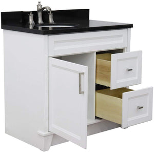 Bellaterra Home Vanity BellaTerra Home 37" Single sink vanity in White finish with Black galaxy granite and and Left door/Left sink 400700-37L-WH-BGOL
