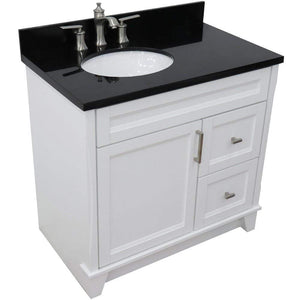 Bellaterra Home Vanity BellaTerra Home 37" Single sink vanity in White finish with Black galaxy granite and and Left door/Left sink 400700-37L-WH-BGOL