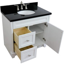 Load image into Gallery viewer, Bellaterra Home Vanity BellaTerra Home 37&quot; Single sink vanity in White finish with Black galaxy granite and CENTER oval sink- RIGHT drawers 400700-37R-WH-BGOC