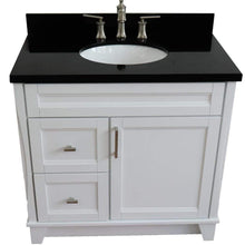 Load image into Gallery viewer, Bellaterra Home Vanity BellaTerra Home 37&quot; Single sink vanity in White finish with Black galaxy granite and CENTER oval sink- RIGHT drawers 400700-37R-WH-BGOC