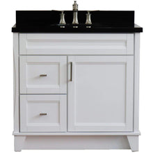 Load image into Gallery viewer, Bellaterra Home Vanity BellaTerra Home 37&quot; Single sink vanity in White finish with Black galaxy granite and CENTER oval sink- RIGHT drawers 400700-37R-WH-BGOC