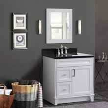Load image into Gallery viewer, Bellaterra Home Vanity BellaTerra Home 37&quot; Single sink vanity in White finish with Black galaxy granite and CENTER oval sink- RIGHT drawers 400700-37R-WH-BGOC