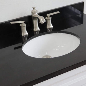 Bellaterra Home Vanity BellaTerra Home 37" Single sink vanity in White finish with Black galaxy granite and CENTER oval sink- RIGHT drawers 400700-37R-WH-BGOC
