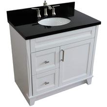 Load image into Gallery viewer, Bellaterra Home Vanity BellaTerra Home 37&quot; Single sink vanity in White finish with Black galaxy granite and CENTER oval sink- RIGHT drawers 400700-37R-WH-BGOC