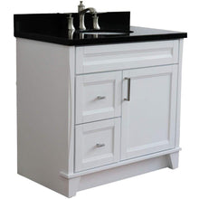 Load image into Gallery viewer, Bellaterra Home Vanity BellaTerra Home 37&quot; Single sink vanity in White finish with Black galaxy granite and CENTER oval sink- RIGHT drawers 400700-37R-WH-BGOC