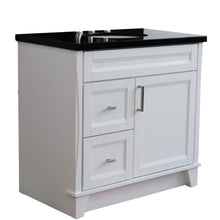 Load image into Gallery viewer, Bellaterra Home Vanity BellaTerra Home 37&quot; Single sink vanity in White finish with Black galaxy granite and CENTER oval sink- RIGHT drawers 400700-37R-WH-BGOC