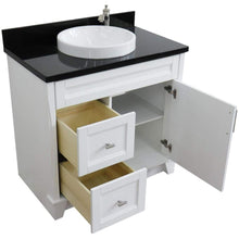 Load image into Gallery viewer, Bellaterra Home Vanity BellaTerra Home 37&quot; Single sink vanity in White finish with Black galaxy granite and CENTER round sink- RIGHT drawers 400700-37R-WH-BGRDC
