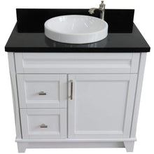 Load image into Gallery viewer, Bellaterra Home Vanity BellaTerra Home 37&quot; Single sink vanity in White finish with Black galaxy granite and CENTER round sink- RIGHT drawers 400700-37R-WH-BGRDC