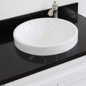 Bellaterra Home Vanity BellaTerra Home 37" Single sink vanity in White finish with Black galaxy granite and CENTER round sink- RIGHT drawers 400700-37R-WH-BGRDC