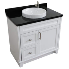 Load image into Gallery viewer, Bellaterra Home Vanity BellaTerra Home 37&quot; Single sink vanity in White finish with Black galaxy granite and CENTER round sink- RIGHT drawers 400700-37R-WH-BGRDC