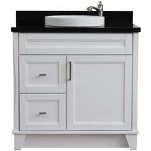 Load image into Gallery viewer, Bellaterra Home Vanity BellaTerra Home 37&quot; Single sink vanity in White finish with Black galaxy granite and CENTER round sink- RIGHT drawers 400700-37R-WH-BGRDC