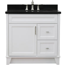Load image into Gallery viewer, Bellaterra Home Vanity BellaTerra Home 37&quot; Single Sink Vanity in White Finish with Black Galaxy Granite and Left door/Center Sink 400700-37L-WH-BGRC