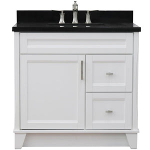 Bellaterra Home Vanity BellaTerra Home 37" Single Sink Vanity in White Finish with Black Galaxy Granite and Left door/Center Sink 400700-37L-WH-BGRC