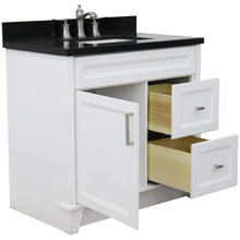 Load image into Gallery viewer, Bellaterra Home Vanity BellaTerra Home 37&quot; Single Sink Vanity in White Finish with Black Galaxy Granite and Left door/Center Sink 400700-37L-WH-BGRC