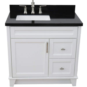 Bellaterra Home Vanity BellaTerra Home 37" Single Sink Vanity in White Finish with Black Galaxy Granite and Left door/Left Sink 400700-37L-WH-BGRL