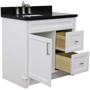 Bellaterra Home Vanity BellaTerra Home 37" Single Sink Vanity in White Finish with Black Galaxy Granite and Left door/Left Sink 400700-37L-WH-BGRL