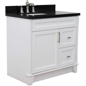 Bellaterra Home Vanity BellaTerra Home 37" Single Sink Vanity in White Finish with Black Galaxy Granite and Left door/Left Sink 400700-37L-WH-BGRL