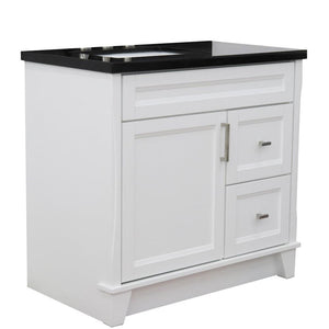 Bellaterra Home Vanity BellaTerra Home 37" Single Sink Vanity in White Finish with Black Galaxy Granite and Left door/Left Sink 400700-37L-WH-BGRL